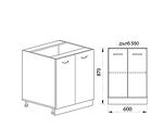 Долен кухненски шкаф с две врати - 60 х 55 х 87 cm, дъб натурал