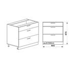 Долен кухненски шкаф с чекмеджета и плавно прибиране - 60 х 55 х 87 cm, бяло фладер