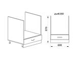 Долен кухненски шкаф за вградена фурна - 60 х 55 х 87 cm, сонома
