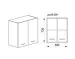 Горен кухненски шкаф с две врати - 60 х 30 х 72 cm, орех адмирал