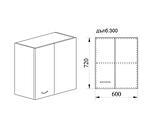 Горен кухненски шкаф за ъгъл - 60 х 30 х 72 cm, орех адмирал