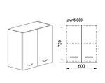 Горен кухненски шкаф с две врати и рафт - 60 х 30 х 72 cm, олив мат