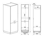 Кухненски шкаф колона за хладилник - 60 х 59 х 223 cm, карбон мат