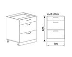 Долен кухненски шкаф с три чекмеджета и плавно затваряне - 60 х 55 х 87 cm, карбон мат