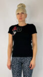 Черна трикотажна тениска с нашивки BL143AB/BL