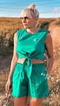 Дамска къса зелена памучна трикотажна блуза AGGATA