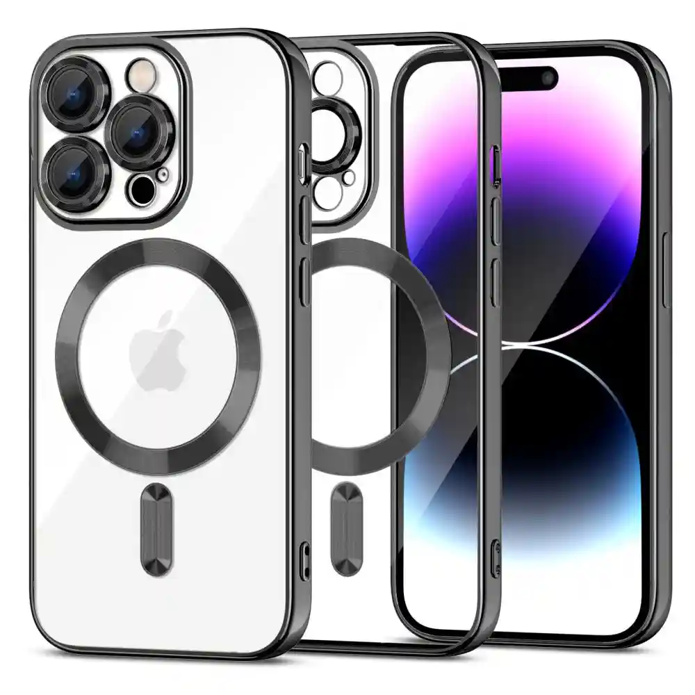 Магнитен калъф • гръб с протектори за камерата на iPhone 15 Pro Max MagShine MagSafe Case • Black