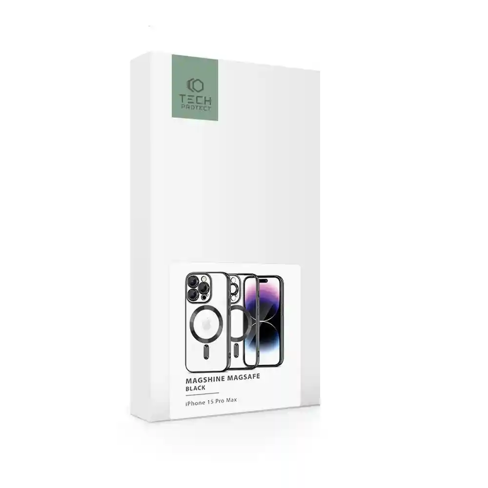 Магнитен калъф • гръб с протектори за камерата на iPhone 15 Pro Max MagShine MagSafe Case • Black