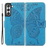 Луксозен калъф тефтер Пеперуда за Samsung Galaxy S21 FE Син