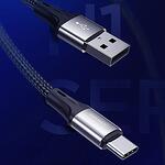 Плетен кабел USB-A към USB-C за зареждане и данни • 3A • 1.5m • Joyroom S-1530N1 • Черен