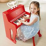 Hape Дървено електронно пиано с табуретка червено H0630