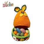 Великденска украса Поставка за яйце или бонбони Зайче 11 см, ръчна изработка 113631-Copy