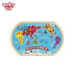 Tooky Toy Дървен пъзел Карта на света TY123