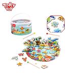 Tooky Toy Голям дървен магнитен риболов с 3 въдички TY863A