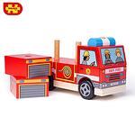 Bigjigs Дървена низанка Пожарна кола BB126