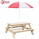 Classic World Educational Детска дървена маса с пейки и чадър CWE54594