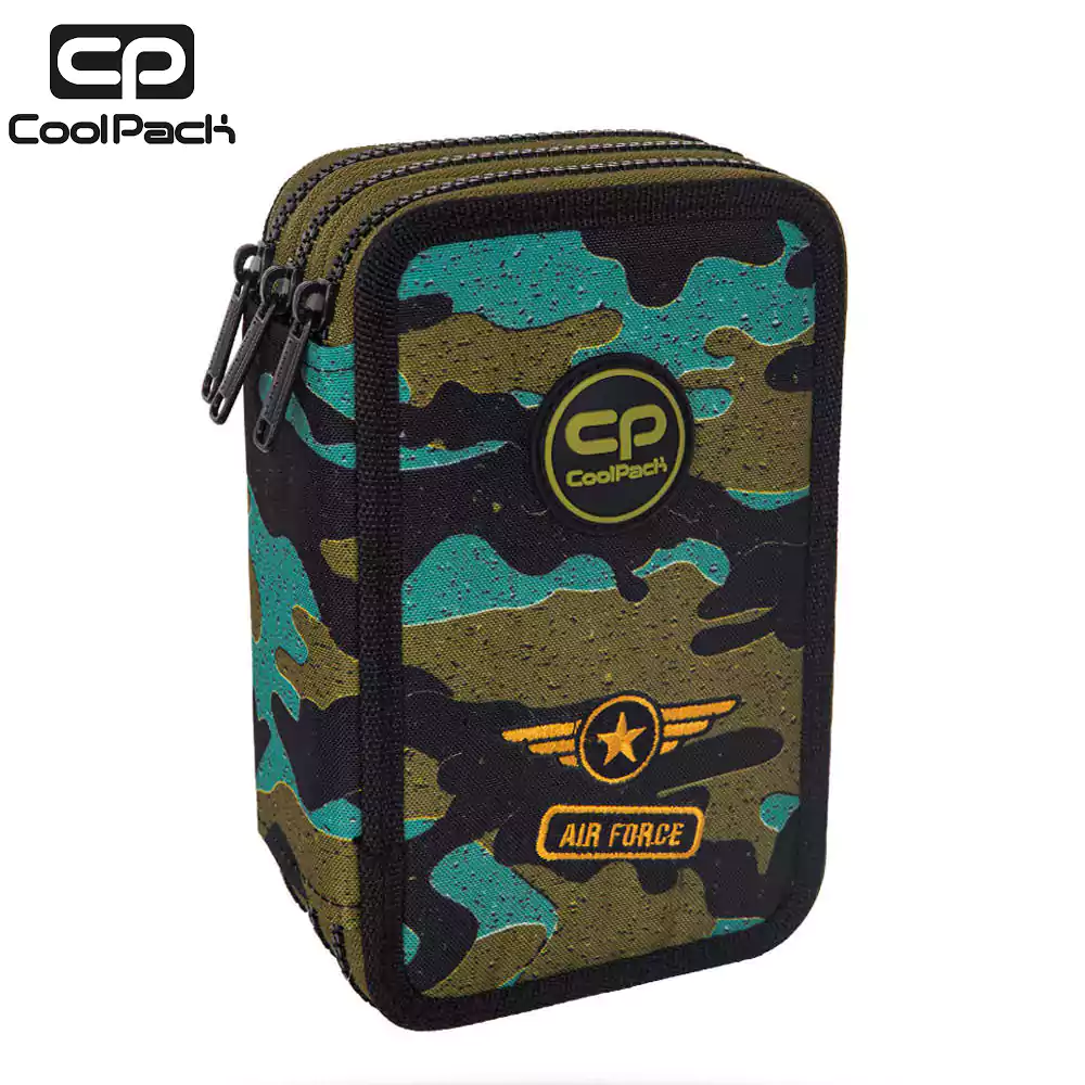 Cool Pack Jumper 3 Ученически несесер с 3 ципа, зареден Air force F067712