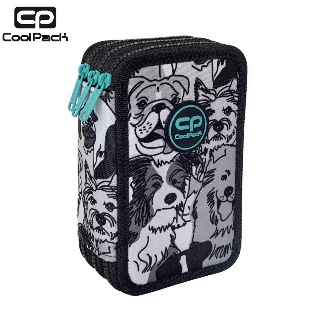 Cool Pack Jumper 3 Ученически несесер с 3 ципа, зареден Dogs planet F067708