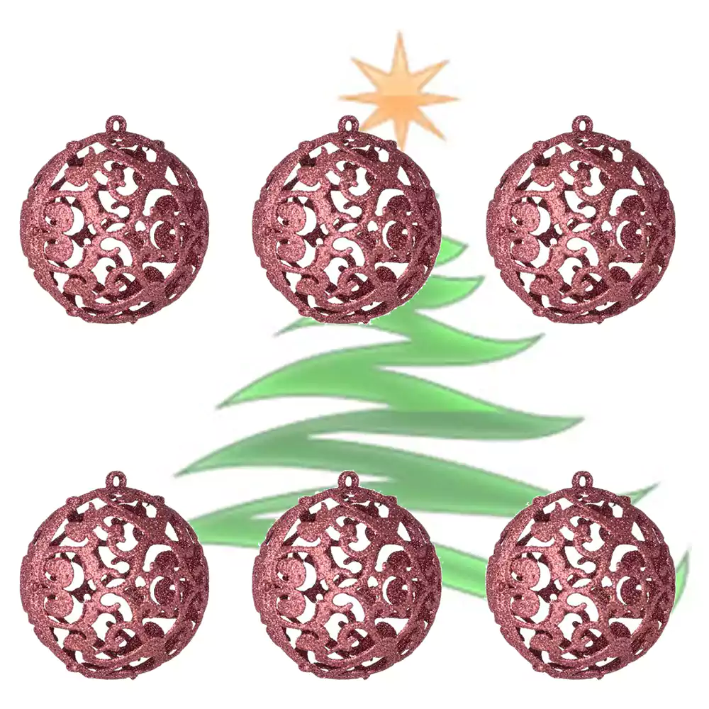 Коледна украса Коледни розови топки за елха 6бр. 21170