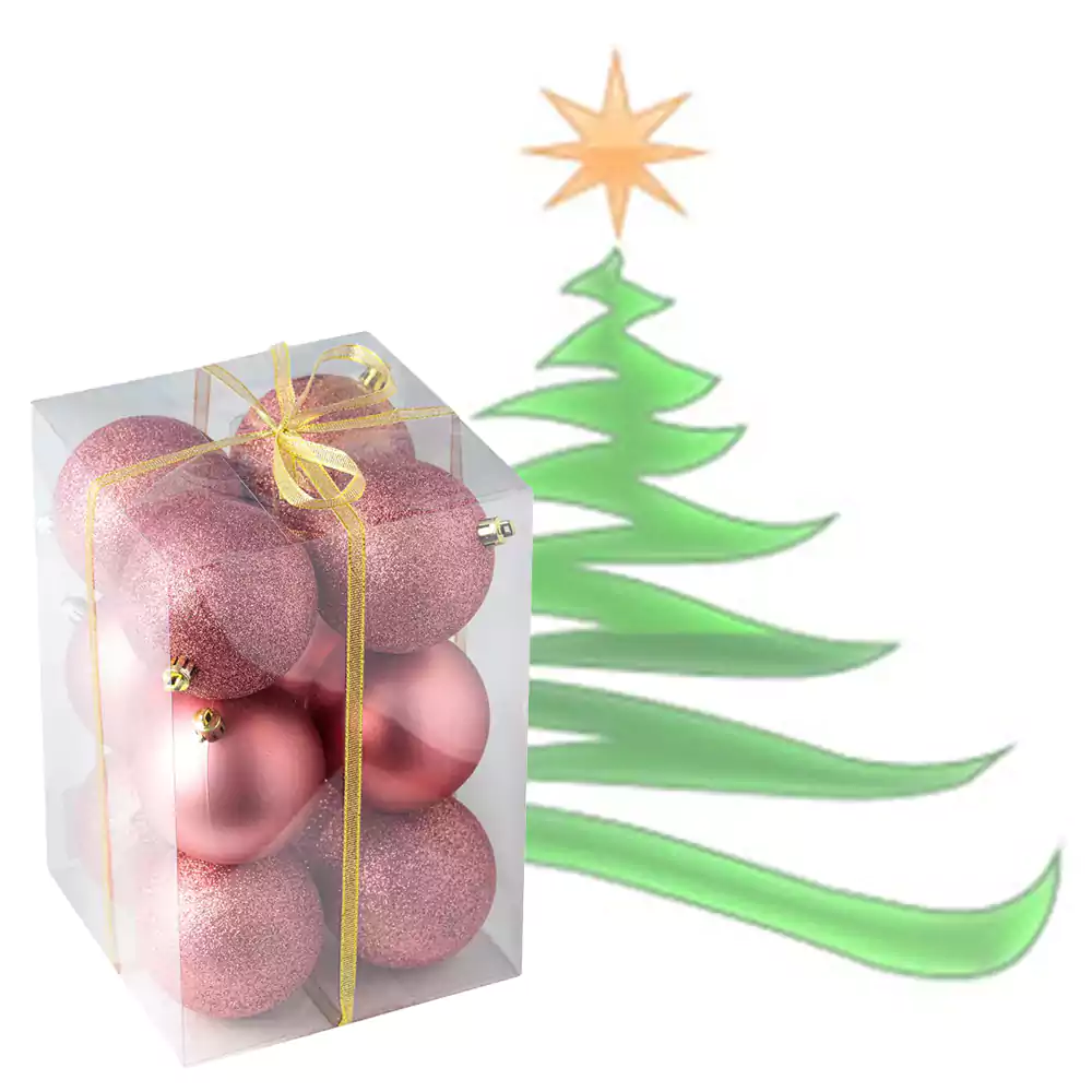 Коледна украса Коледни розови топки за елха 6бр. 01170