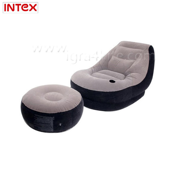 Флокированное кресло с пуфиком intex 99х130х76см 64х28см 68564