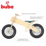 Buba - Детско дървено балансиращо колело Explorer 12" зелена седалка