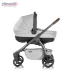 Chipolino - Бебешка количка Аура 3в1 с твърд кош и столче за кола сива перла лен меланж