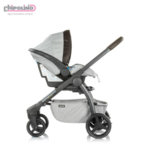 Chipolino - Бебешка количка Аура 3в1 с твърд кош и столче за кола сива перла лен меланж