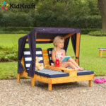 KidKraft - Детски дървен двоен шезлонг със сенник 524