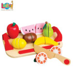 Lelin Toys - Дървени плодове за рязане в табличка 40038