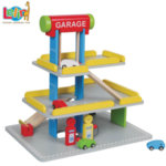 Lelin Toys Детски дървен паркинг с автомивка и бензиностанция 50043