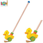 Lelin Toys - Детска дървена играчка за бутане Пате 10010
