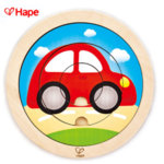 Hape - Дървен кръгъл пъзел превозни средства H1605