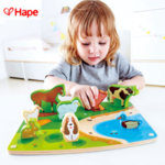 Hape - Дървен пъзел за игра домашни животни H1454