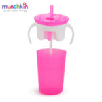 Munchkin Чаша със сламка и купичка за закуски SnackCatch & Sip 2в1 розова 11086