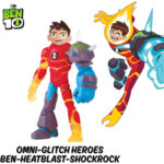 Ben10 Екшън фигура Бен Тен Omni Glitch Heroes Ben-Heatblast-Shockrock 76100