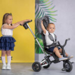 QPlay Детска сгъваема триколка с родителски контрол Nova с помпащи се гуми, сива 10050510005-Copy