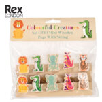 Rex London Дървени щипки Цветни създания