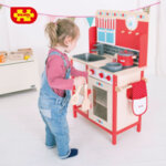 Bigjigs Детска дървена червена кухня BJ464