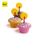 Erzi Дървен комплект от 3 мъфина със свещички за рожден ден