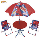 SpiderMan Детска градинска маса със столчета и чадър Спайдърмен 9463
