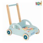 Lelin Toys Дървена количка за прохождане с кубчета L10338