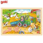 Goki Дървен пъзел Малък трактор във фермата 57420