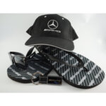 Спортни джапанки,шапка с козирка, ключодържател и слънчеви очила Mercedes AMG