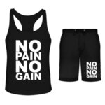 Фитнес Потник и Спортни шорти със заден джоб "No Pain No Gain"