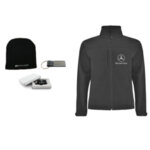 Ветро и Водоустойчиво “SoftShell” Яке с Бродирани Лога, Бродирана зимна шапка, запалка и ключодържател Mercedes-Benz AMG
