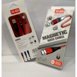 Плетен Магнитен USB кабел 3в1 с приставки за MicroUSB,Lightning и Type-C /черен/