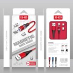 Плетен Магнитен USB кабел 3в1 с приставки за MicroUSB,Lightning и Type-C