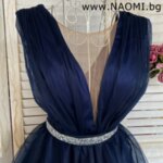 Официална коктейлна рокля от тюл в мастилено син цвят