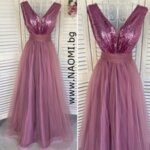 Официална дълга рокля с пайети в цвят ултравайлет-Copy